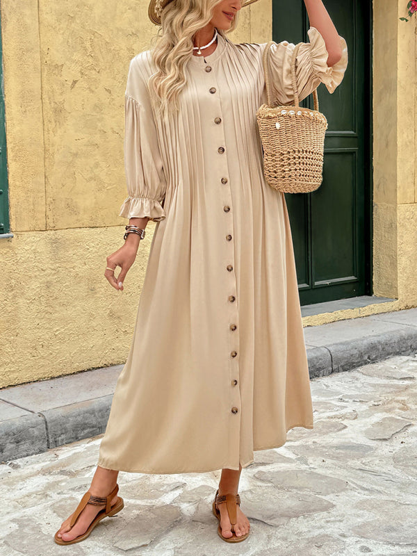 Retro Elegant Button Dress