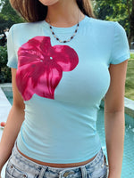Load image into Gallery viewer, Slim Waist Flower Print T-Shirt
