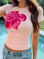Load image into Gallery viewer, Slim Waist Flower Print T-Shirt
