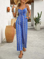 Load image into Gallery viewer, Blue Print Suspender Jumpsuit

