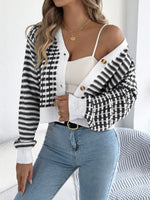 Load image into Gallery viewer, Contrast Stripe Lantern Long Sleeve Cardigan
