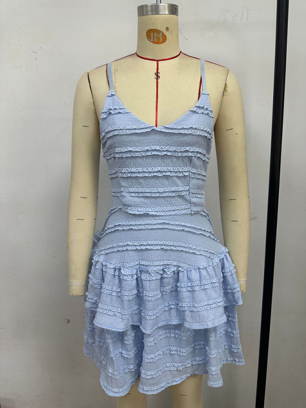 Ruffle Suspender Lace Dress