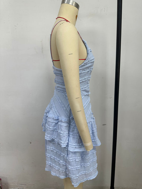 Ruffle Suspender Lace Dress