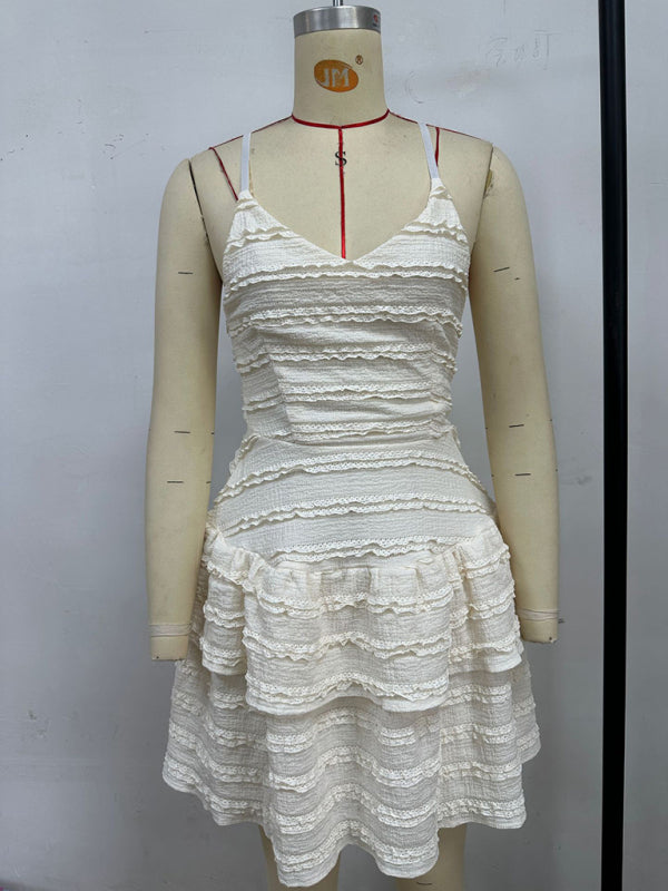 Ruffle Suspender Lace Dress