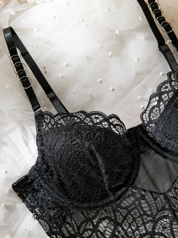 Suspender Lace Hollow Body Shaping Bodysuit