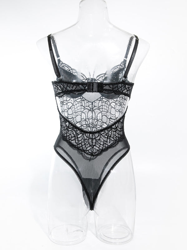 Suspender Lace Hollow Body Shaping Bodysuit
