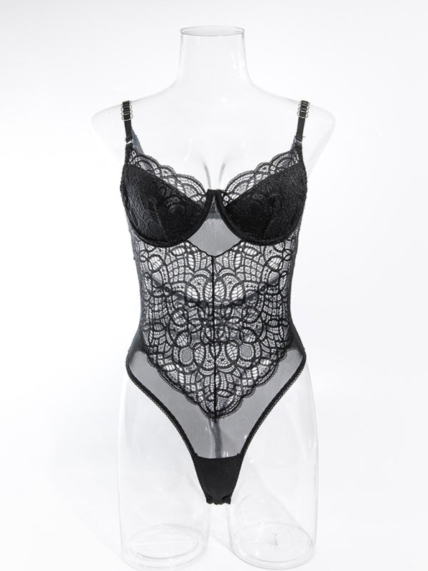 Suspender Lace Hollow Body Shaping Bodysuit