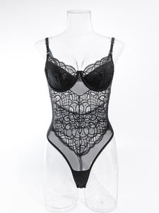 Suspender Lace Hollow Body Shaping Bodysuit