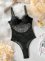Load image into Gallery viewer, Suspender Lace Hollow Body Shaping Bodysuit
