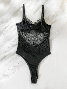Suspender Lace Hollow Body Shaping Bodysuit