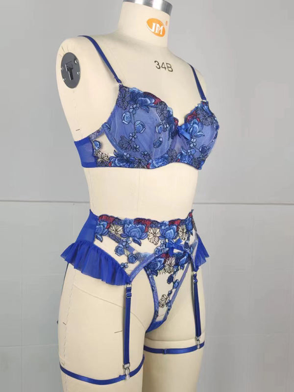 French Embroidered Flowers Lingerie Set