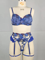 Load image into Gallery viewer, French Embroidered Flowers Lingerie Set
