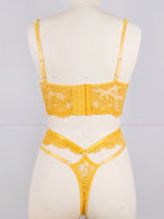 Load image into Gallery viewer, Lace Bra With Beading &amp; 3D Flowers Underwear Set
