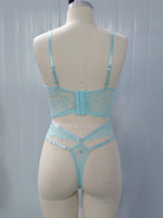 Load image into Gallery viewer, Lace Bra With Beading &amp; 3D Flowers Underwear Set
