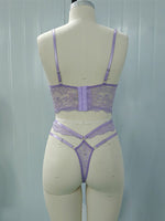 Load image into Gallery viewer, Lace Bra With Beading &amp; 3D Flowers Underwear Set
