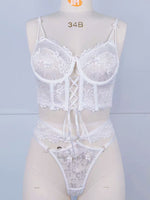 Load image into Gallery viewer, Lace Bra With Beading &amp; 3D Flowers Underwear Set
