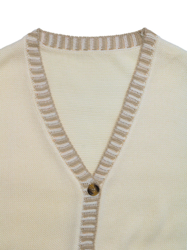 Contrast Colour Sleeveless Cardigan