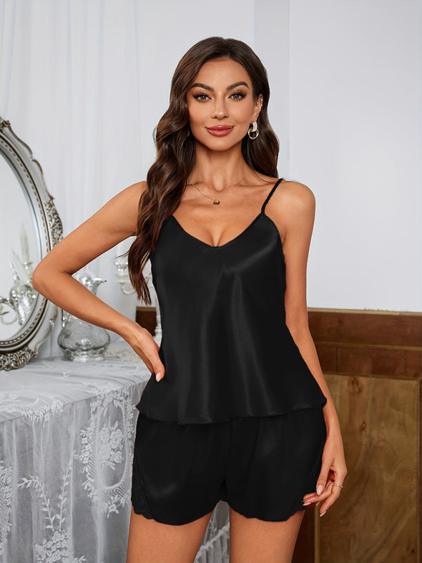 Suspender Lace Shorts Pyjamas Set