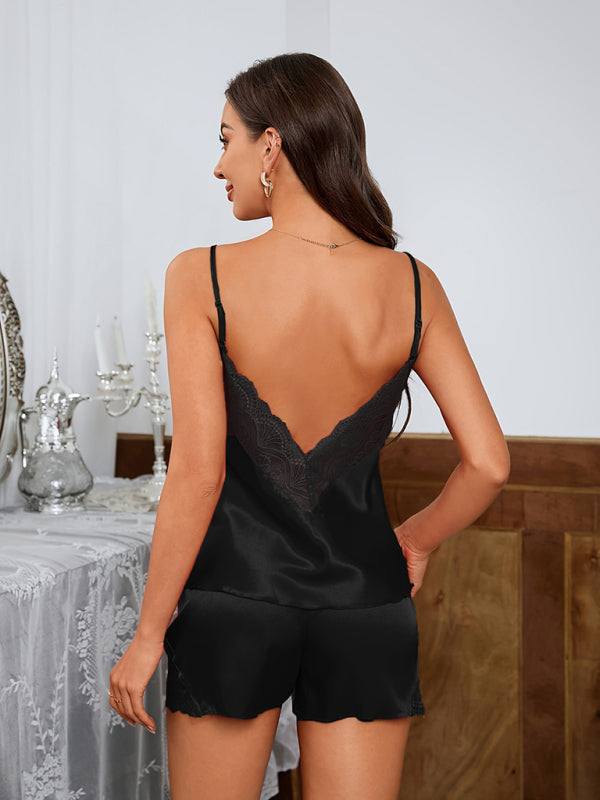 Suspender Lace Shorts Pyjamas Set