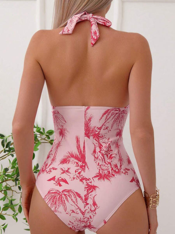 Coconut Tree Print One-Piece Swimsuit