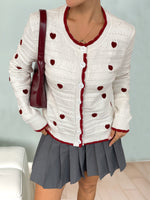 Load image into Gallery viewer, Heart Jacquard Contrast Cardigan
