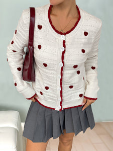 Heart Jacquard Contrast Cardigan
