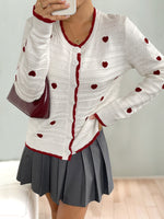 Load image into Gallery viewer, Heart Jacquard Contrast Cardigan
