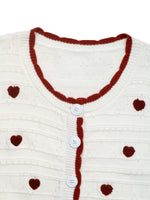 Load image into Gallery viewer, Heart Jacquard Contrast Cardigan

