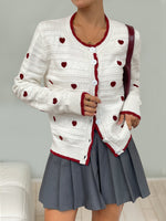 Load image into Gallery viewer, Heart Jacquard Contrast Cardigan
