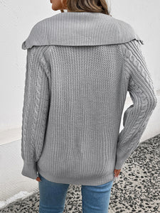 Lapel Cable Zip Sweater