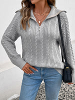 Load image into Gallery viewer, Lapel Cable Zip Sweater
