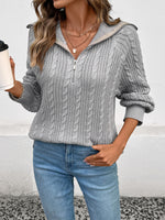 Load image into Gallery viewer, Lapel Cable Zip Sweater
