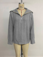 Load image into Gallery viewer, Lapel Cable Zip Sweater
