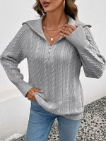 Load image into Gallery viewer, Lapel Cable Zip Sweater
