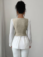 Load image into Gallery viewer, Elegant patchwork long-sleeved vest shirt
