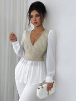 Load image into Gallery viewer, Elegant patchwork long-sleeved vest shirt
