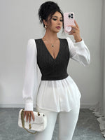 Load image into Gallery viewer, Elegant patchwork long-sleeved vest shirt
