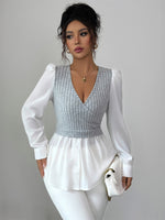 Load image into Gallery viewer, Elegant patchwork long-sleeved vest shirt
