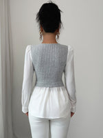 Load image into Gallery viewer, Elegant patchwork long-sleeved vest shirt
