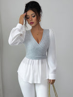 Load image into Gallery viewer, Elegant patchwork long-sleeved vest shirt
