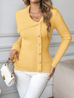 Load image into Gallery viewer, Pearl Embellished Asymmetrical Slim-Fit Sweater
