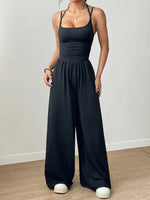 Load image into Gallery viewer, Black Suspender Waist Wide-Leg Jumpsuit
