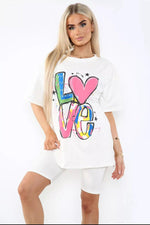 Load image into Gallery viewer, “Love” Cycling Short &amp; T-Shirt Co-Ord Set
