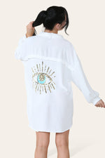 Load image into Gallery viewer, Oversized Long Sleeve Gold Sequin Eye Button Up Shirt
