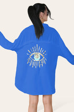 Load image into Gallery viewer, Oversized Long Sleeve Gold Sequin Eye Button Up Shirt
