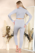 Load image into Gallery viewer, Ribbed Tracksuit Two Piece Set With Half Zip Detail
