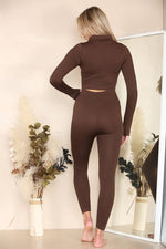 Load image into Gallery viewer, Ribbed Tracksuit Two Piece Set With Half Zip Detail
