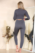Load image into Gallery viewer, Ribbed Tracksuit Two Piece Set With Half Zip Detail
