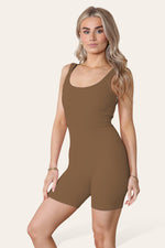 Load image into Gallery viewer, Ribbed Yoga Sports Sleeveless Bodycon Bump Ruched Playsuit
