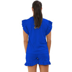 Load image into Gallery viewer, Frill Peplum Sleeve Top &amp; Short 2 Piece Tracksuit Set
